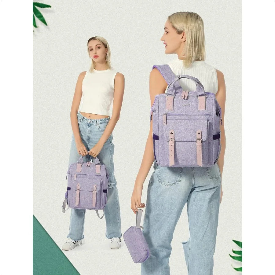 Laptop Backpack for Women 15.6 Inch Teacher Nurse Bag Work Travel Computer Backpacks Purse College Bookbag for School Water Res