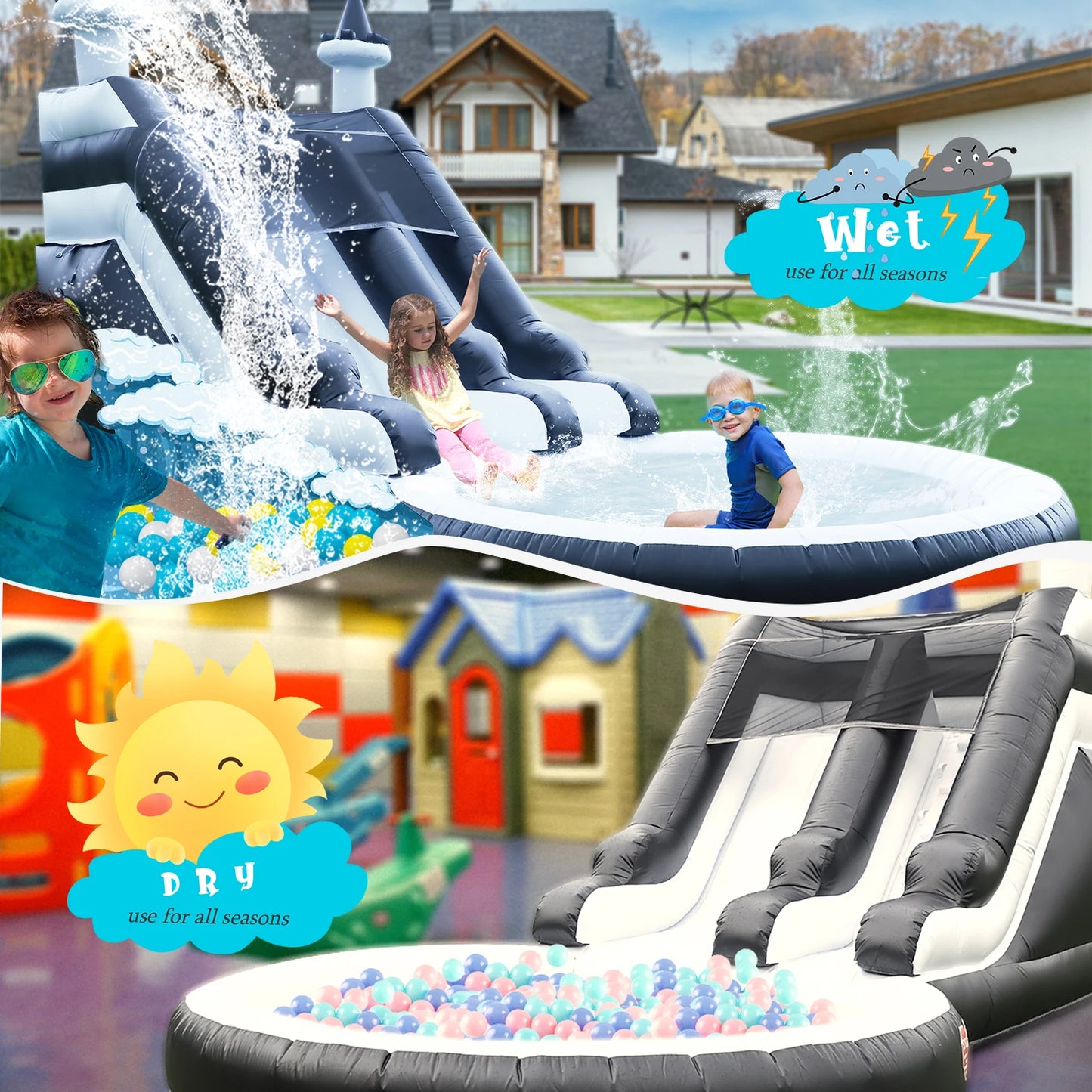 24FT Commercial Full PVC Inflatable Water Slide Park for Big Kids Birthday Party Children's playground, children's toys