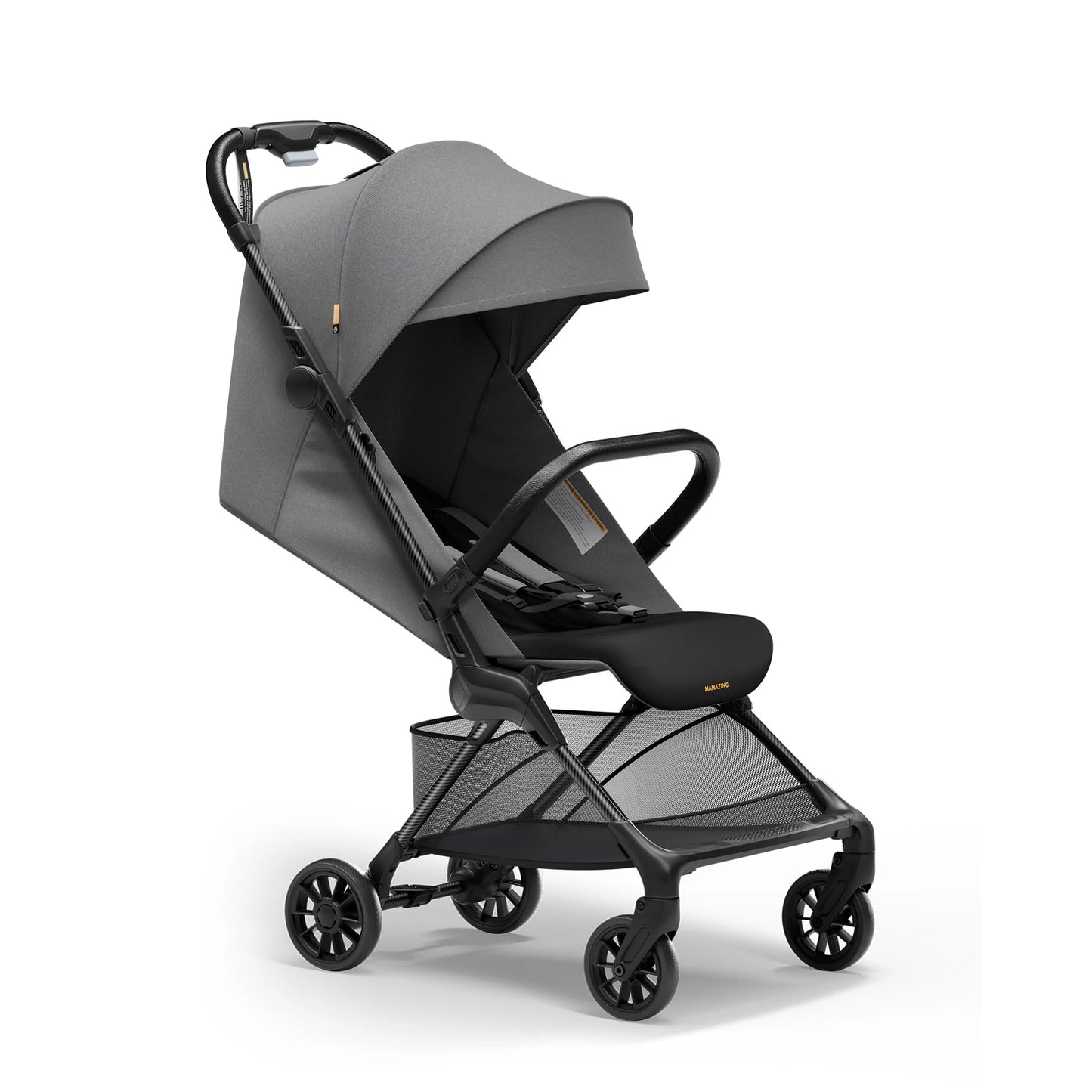 Ultra-Lightweight Travel Stroller - 9.9lbs Carbon Fiber Frame, UPF50+ Canopy & 5-Point Safety Belt(MAMAZING Ultra Air X, Black)