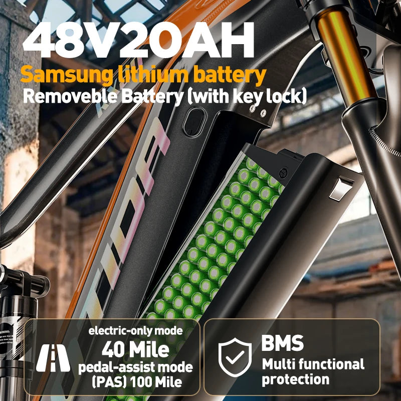 OTIDA OT80 Electric Bike 2000W Dual Motors,48V20AH Battery Long Range,26Inch MTB Electric Bicycle for Adults,Off-Road Ebike