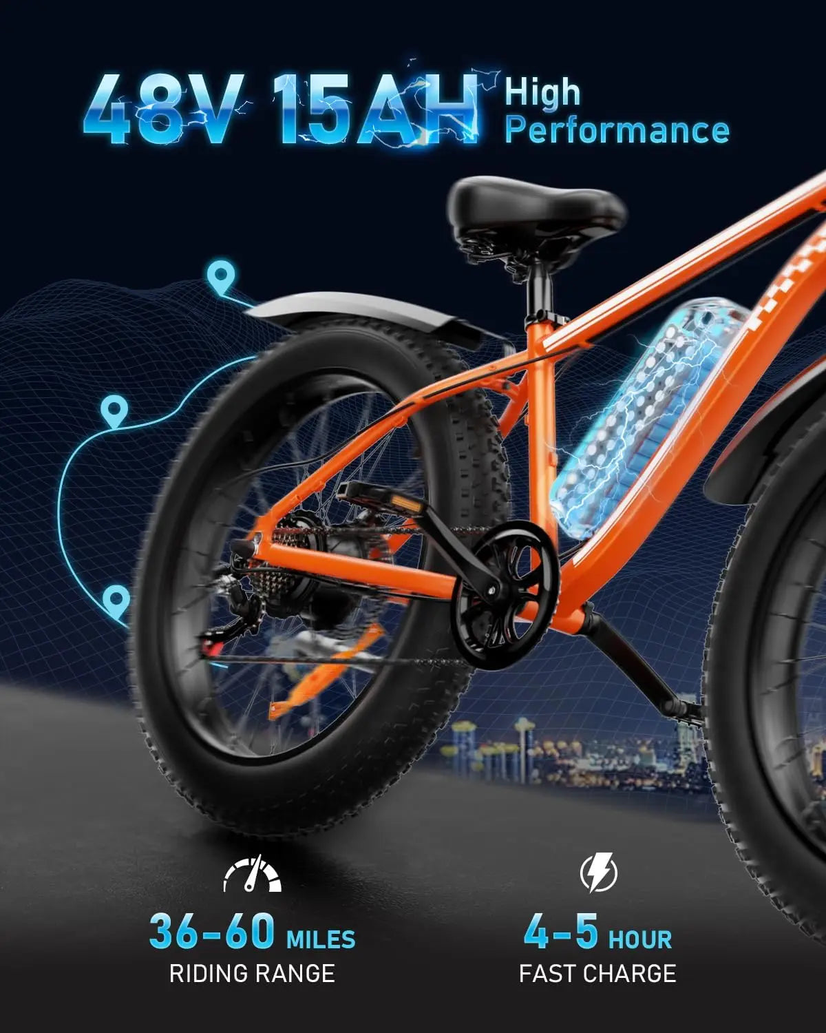 EBike 1000W Peak Power 48V15AH Battery Electric Bikes Double Shock Absorber 26-inch All-terrain Fat Tire Aldult Electric Bicycle