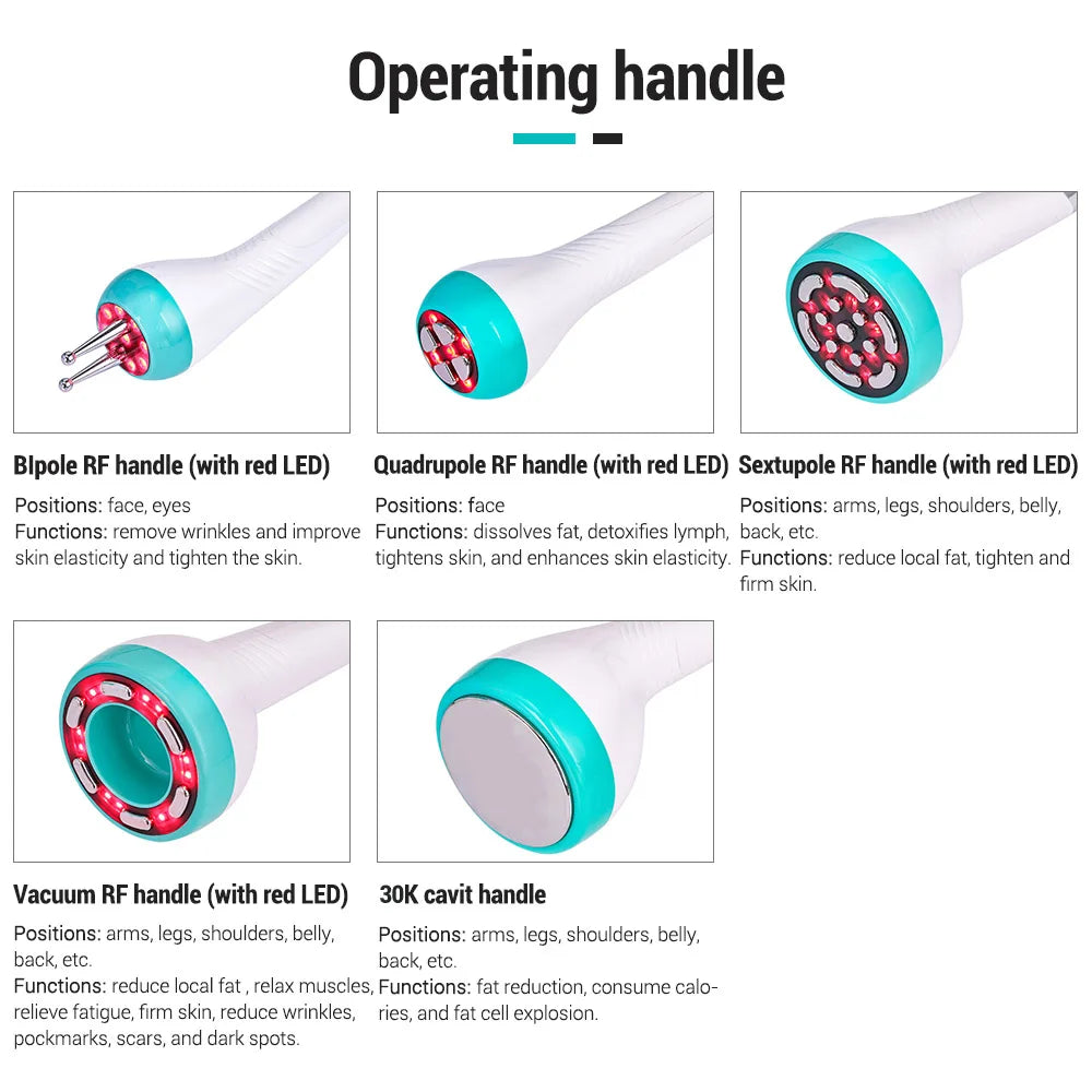 5 in 1 Weight Loss Vacuum Cavitation System Ultrasonic Rf 40k or 80k Ultrasonic Cavitation Machine Beauty Salon Equipment