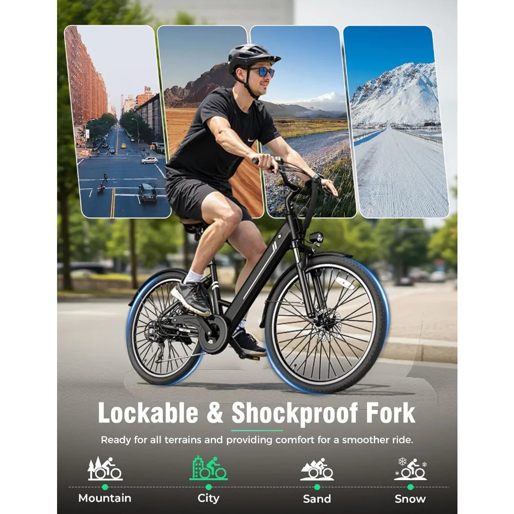 Electric Bikes for Adults,1000W Electric Bike, 26" Ebikes for Adults with 375Wh Removable Battery, 25MPH&40Miles, Customized