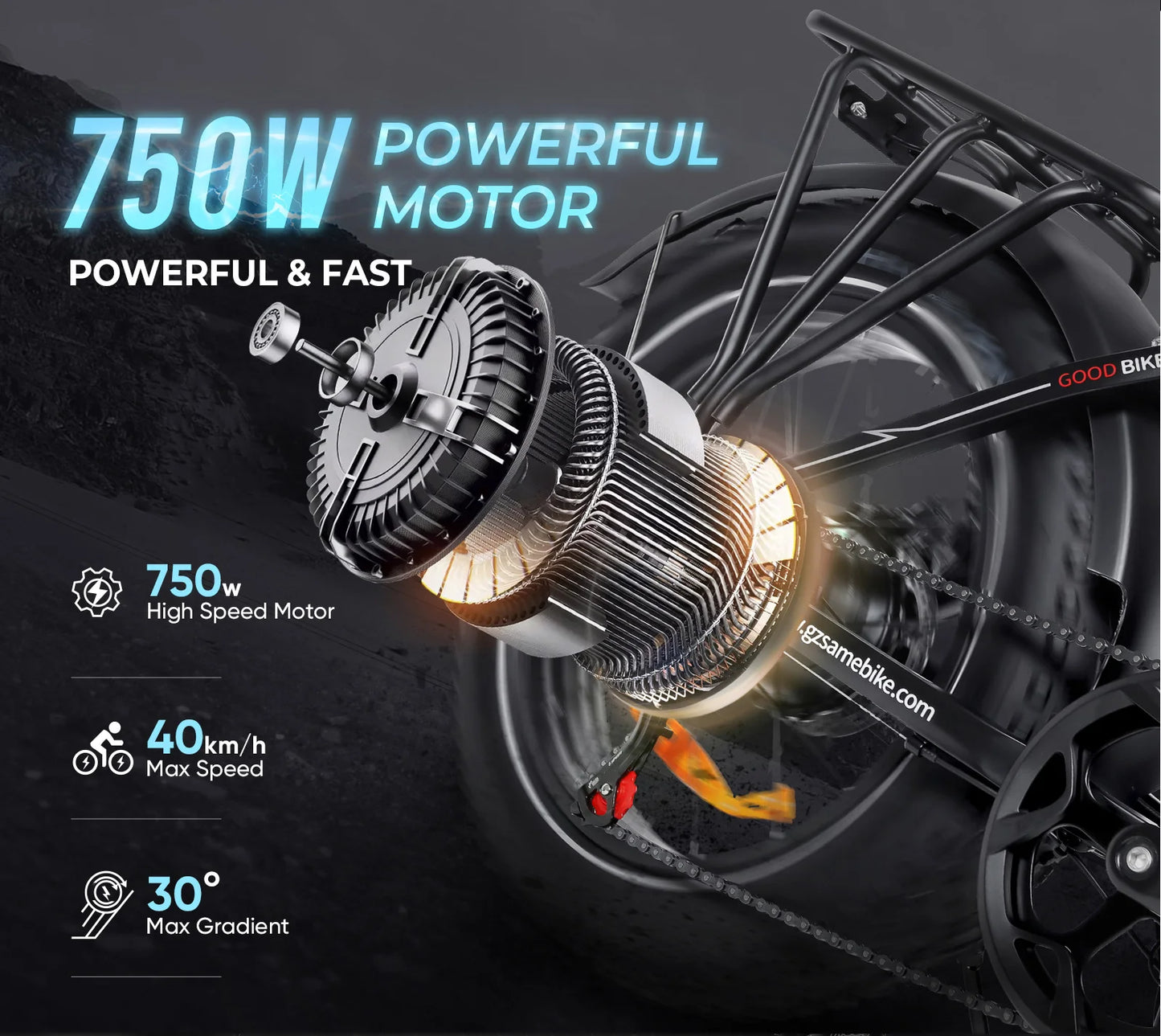 Folding Electric Bicycle 750W Motor 48V13AH Lithium Battery Disc Brake E-bike Adult City Travel 20*4 Inch Fat Tire Electric Bike