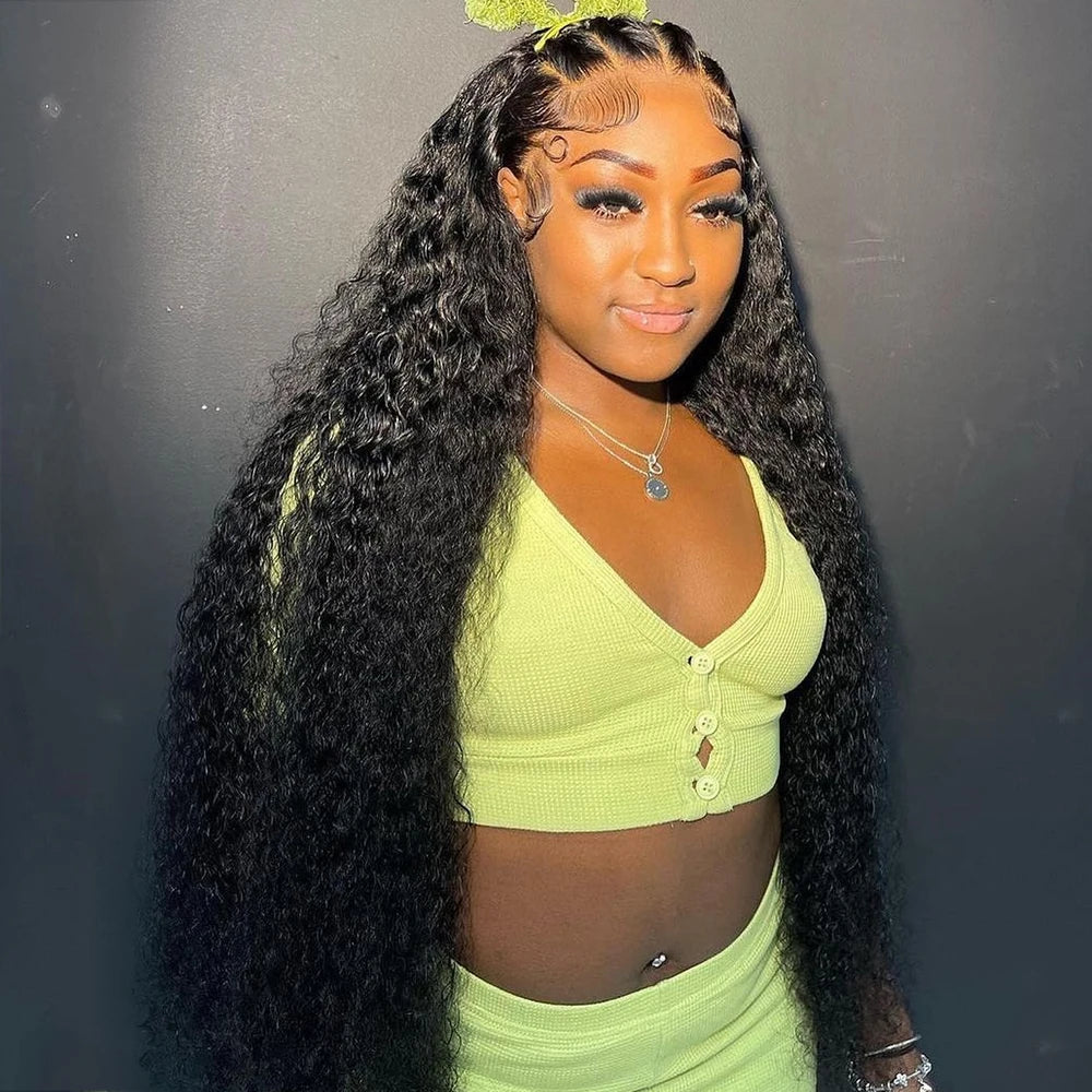 13x6 Hd Lace Frontal Wig Deep Wave 250 Density Curly Human Hair 100% Preplucked Water Wave Front Wigs For Black Women Brazilian