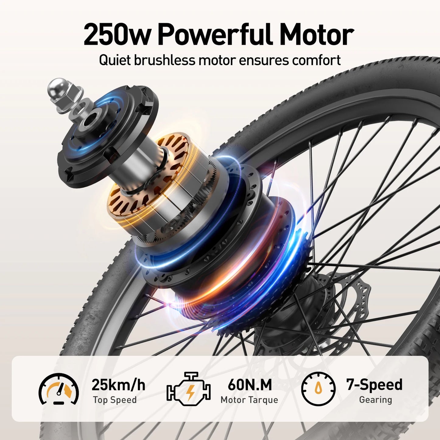 Adult Electric Bicycle 400W Motor 36V 13AH Battery 7-Speed Gear Shift NFC Keyless Start Commuting And Outdoor Riding Suitable
