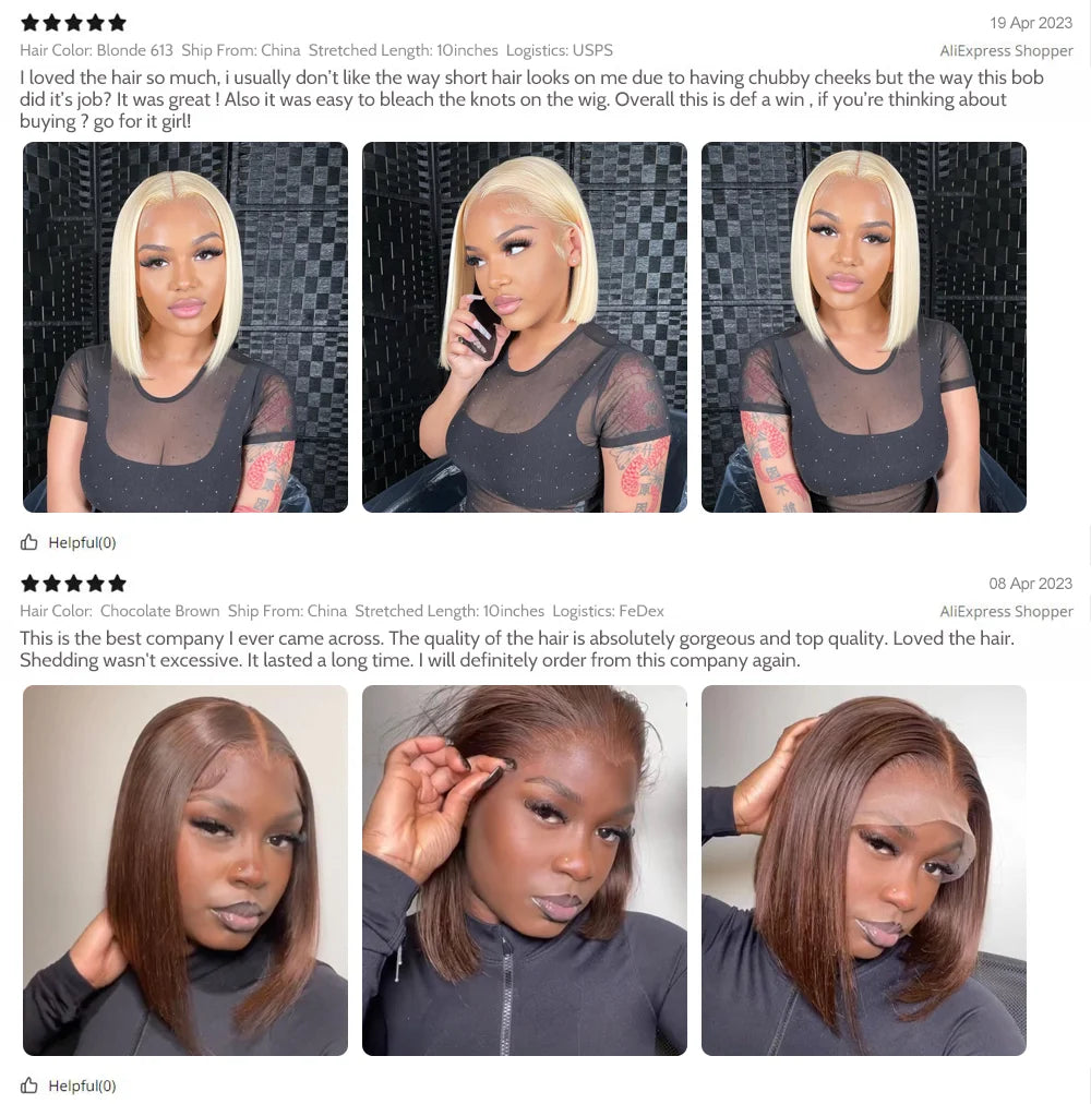 Idoli Brown Bob Lace Front Wig Human Hair Straight HD Transparent Blunt Cut Chocolate Brown Bob Wig Human Hair 13X4 Frontal Wigs