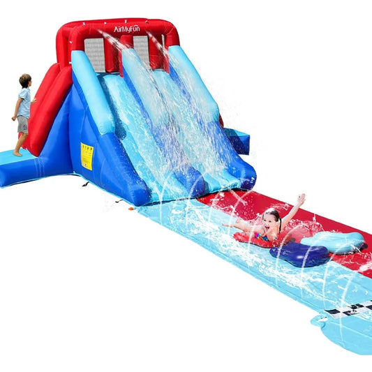 Inflatable Bounce House with Double Slide, Kids & Adults Water Slides for Outdoor Fun