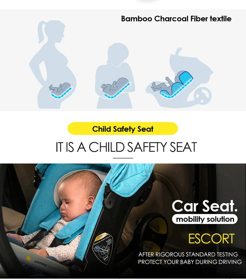 4 in 1 Baby Stroller Lightweight Stroller Baby Carriage Baby pram Baby Safety Cart Carriage Travel System High Quality Senior