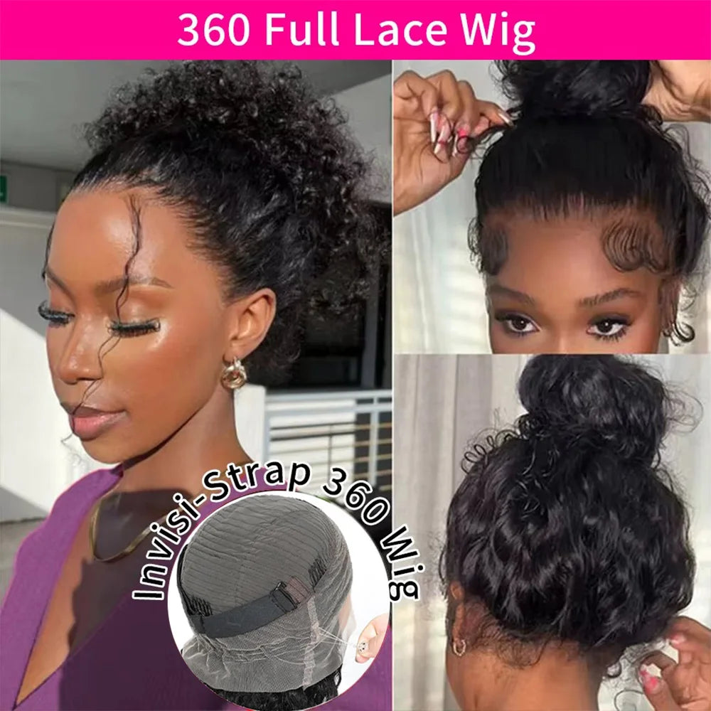 360 HD Full Lace Curly Wigs Human Hair Preplucked 13x6 13x4 Lace Frontal Wig Deep Wave Glueless Human Hair Ready To Wear 30Inch