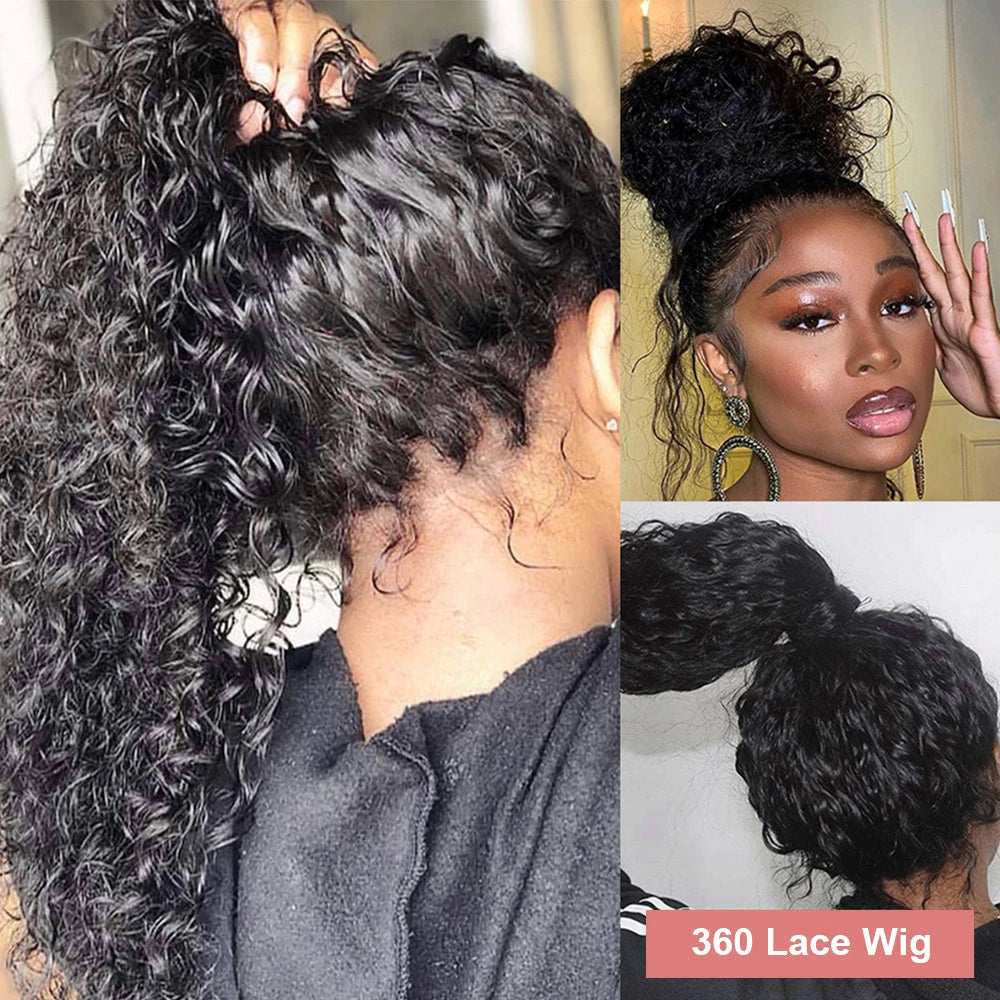 300% Density 13x6 360 FullLoose Deep Wave Hd Lace Frontal Wig 40 46Inch 7x5 Glueless Curly Human Hair Lace Front Wigs For Women
