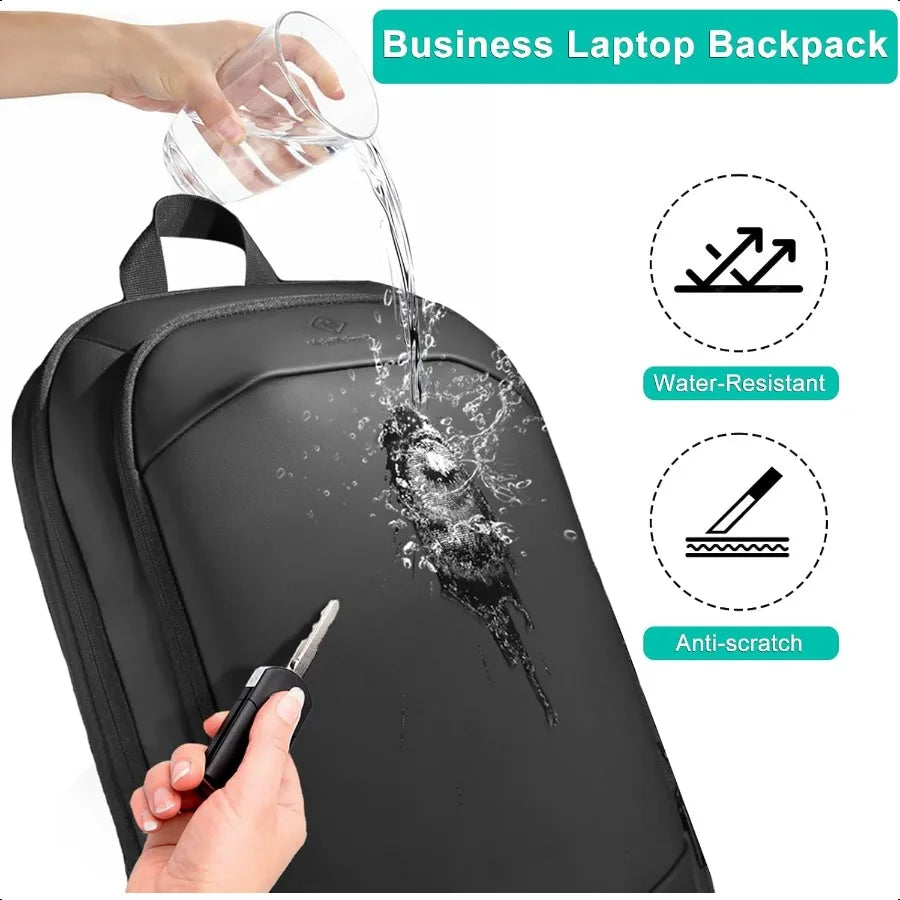 Busin Backpack for Men 17 InchSlim Expandable Waterproof Travel Laptop Backpack with USB Charger Port AntiTheft Lightweight Lar