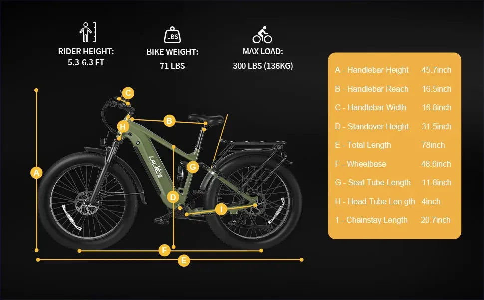 Lacros Thunder adult E-bike，750W city ebike，48V20AH Electric Bicycle，26 Fat Tire E-Mountain bike