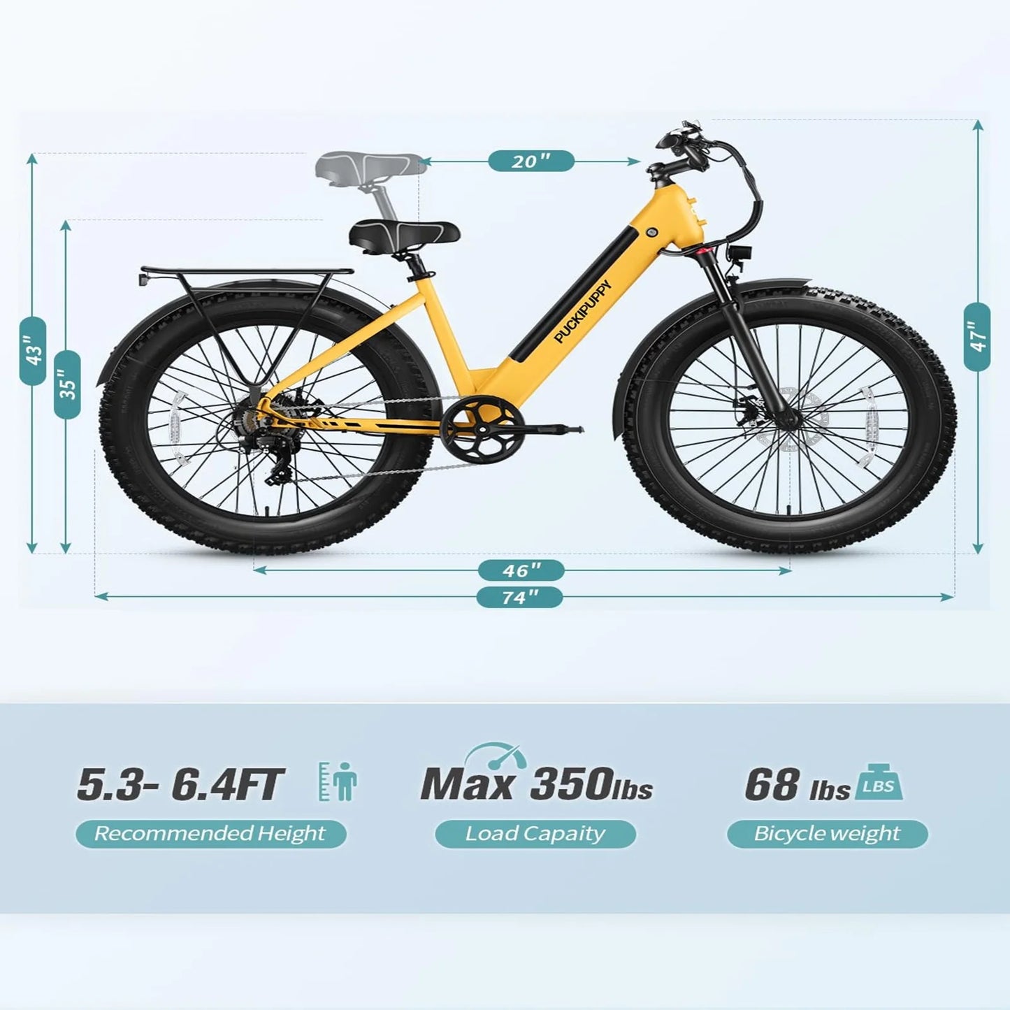PUCKIPUPPY Samoyed Electric Bike 960W Peak 28MPH Commuter E-Bike All Terrain 26" Fat Tire Electric Bicycle with 2-Year Warranty