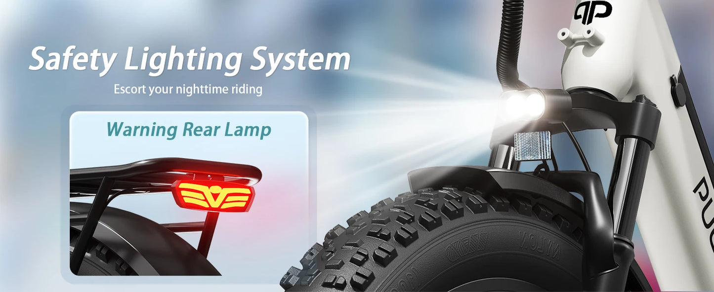 PUCKIPUPPY Electric Bike for Adults 960W Peak 48V 15AH Electric Bicycle 7 Speed All Terrain 26" Fat Tire Front Suspension E-Bike