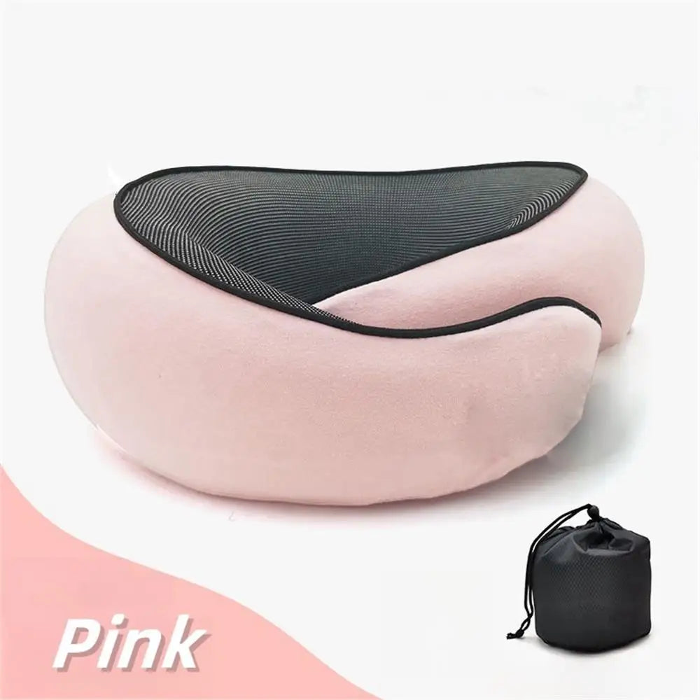 Travel Neck Pillow Memory Foam U-shaped Pillow Snail Style Travel Neck Support Portable Adjustable Soft Noon Break Sleep Pillows