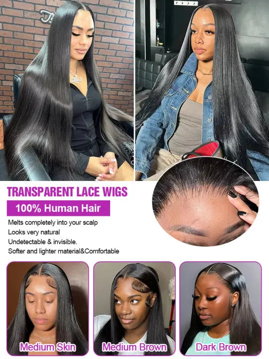 40 46 Inch 13x4 13x6 HD Bone Straight Lace Frontal Wig 360 Full Lace Front Human Hair Wigs 300% Density Glueless Wigs Human Hair