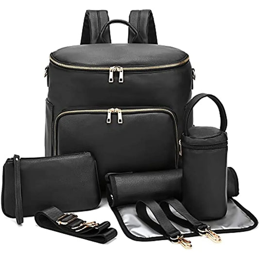 Large Capacity Diaper Bag Leather Backpack, Multifunction Travel Stroller Organizer for Mom Dad, Diaper Bag Dupe