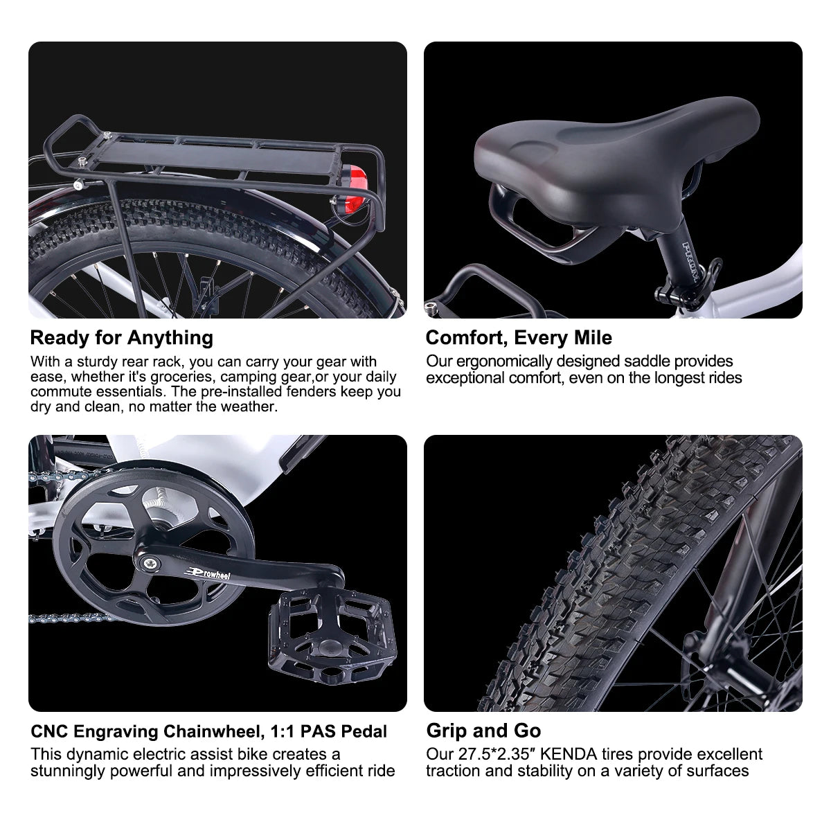 MTB EBike for Adults, 27.5 inch Electric Mountain Bicycle with Hidden Battery, 1400W Peak 48V Motor,15.6 ah Li-ion e bike