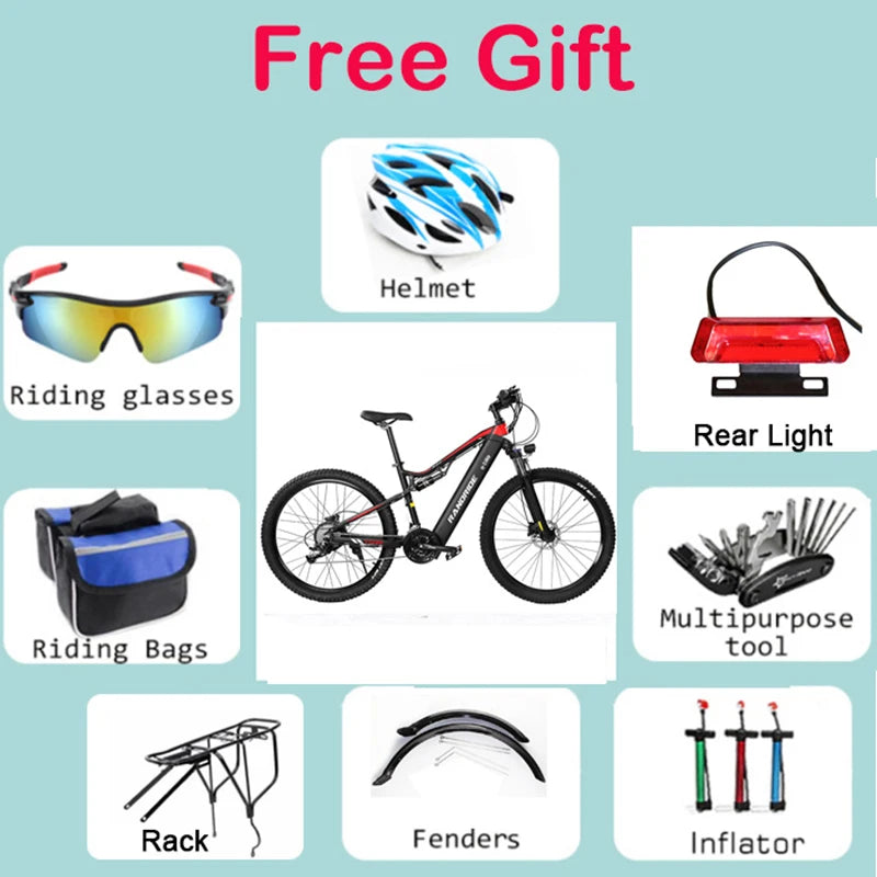 RANDRIDE YG90 1000W Electric Mountain Bike US Stock Fast Delivery 48V 17Ah Full Suspension Hydraulic Brakes E bike