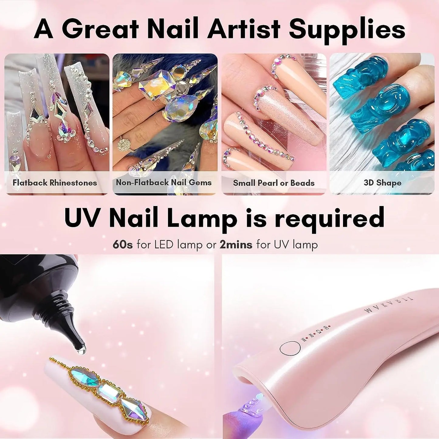 12PCS Makartt Rhinestone Glue for Nails ,Super Strong Gel Adhesive for Nail Salon, 3D Nail Art, Gem Jewelry & Nail Charm Supplie