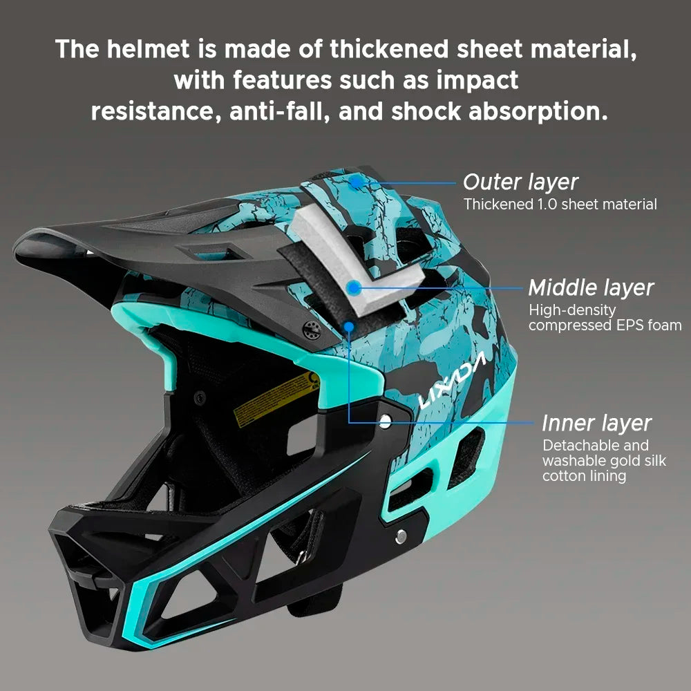 Full Face MTB Helmet for Downhill Racing Adults with 31 Vents & Adjustable Visor, Men/Women Mountain Bike Safety Cycling Gear