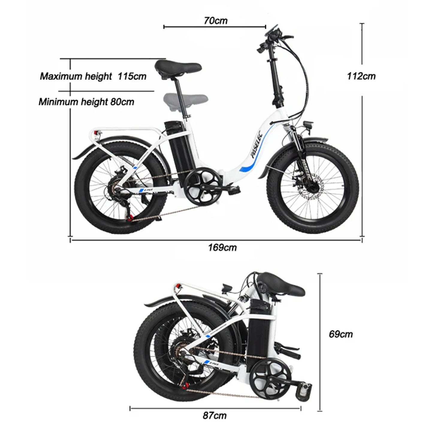 Electric Bike Hedatx 20" 1000W, 28 Mph, 50 Mile, Folding City Commuter Electric Bike, 48V 16AH, 7 Speed, Unisex