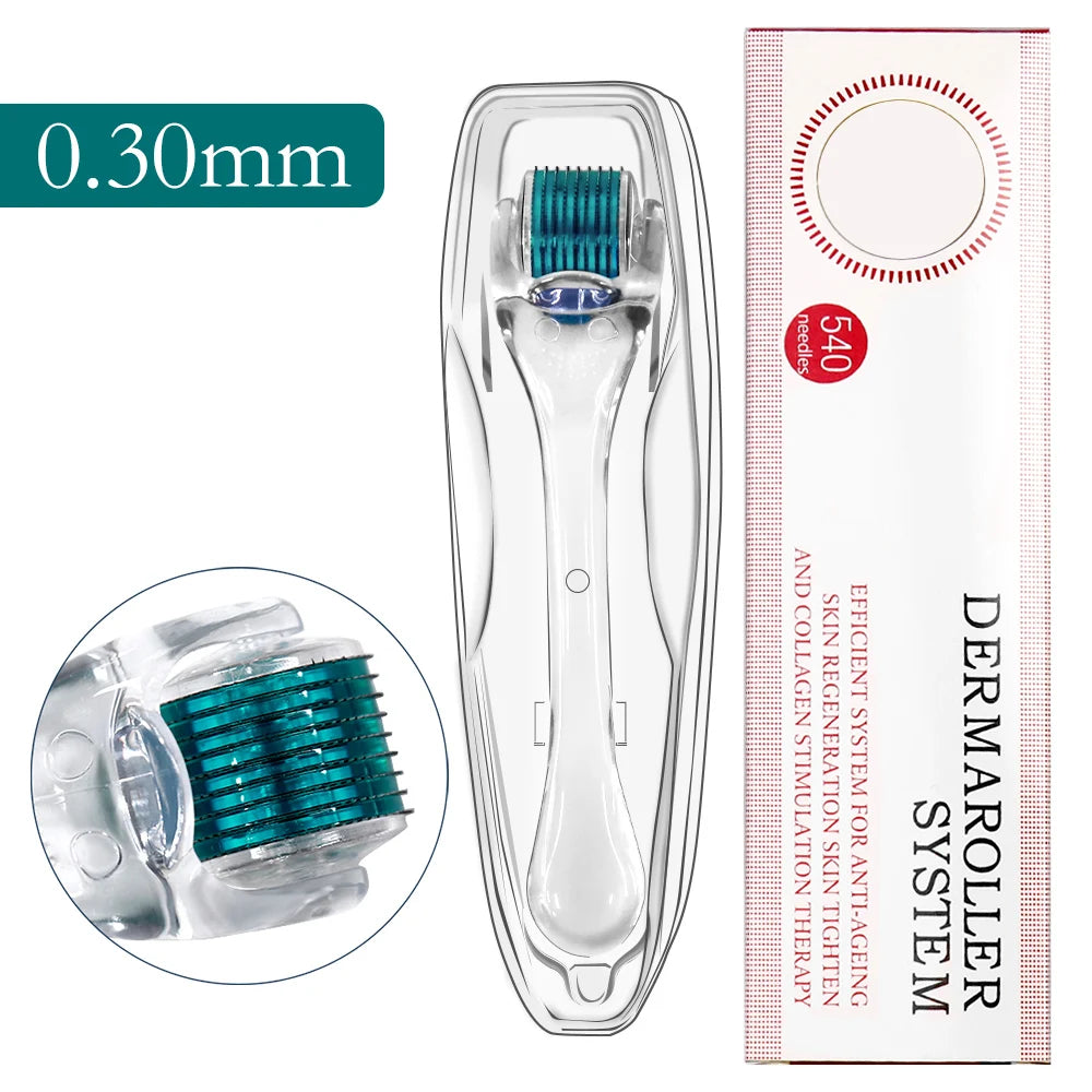 Professional 540 Needles for Facial Body Hair Growth Derma Roller for Skin Beard 0.2mm 0.25mm 0.3mm Needle Beauty Roller