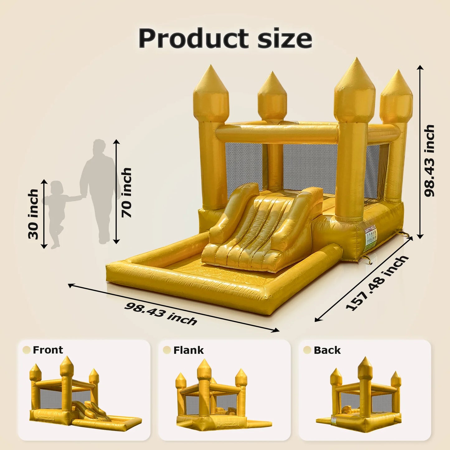 New Design Commercial Inflatable White Bounce House With Slide Bouncy Castle/Gold Jumping House/Customization Bounce For Wedding