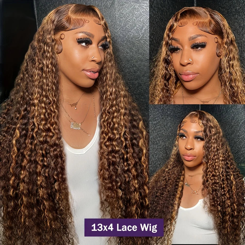 13x4 HD Lace Frontal Wig P427 Highlight Wig Human Hair Water Wave Lace Front Wig 30 Inch Brazilian Deep Wave 13x6 Lace Front wig