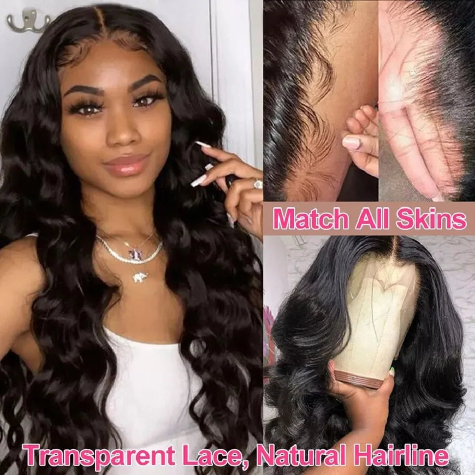 Brazilian HD Transparent 13x4 13x6 360 Body Wave Lace Front Wig Pre Plucked 100% Human Hair Wigs For Women 4x4 Lace Closure Wig