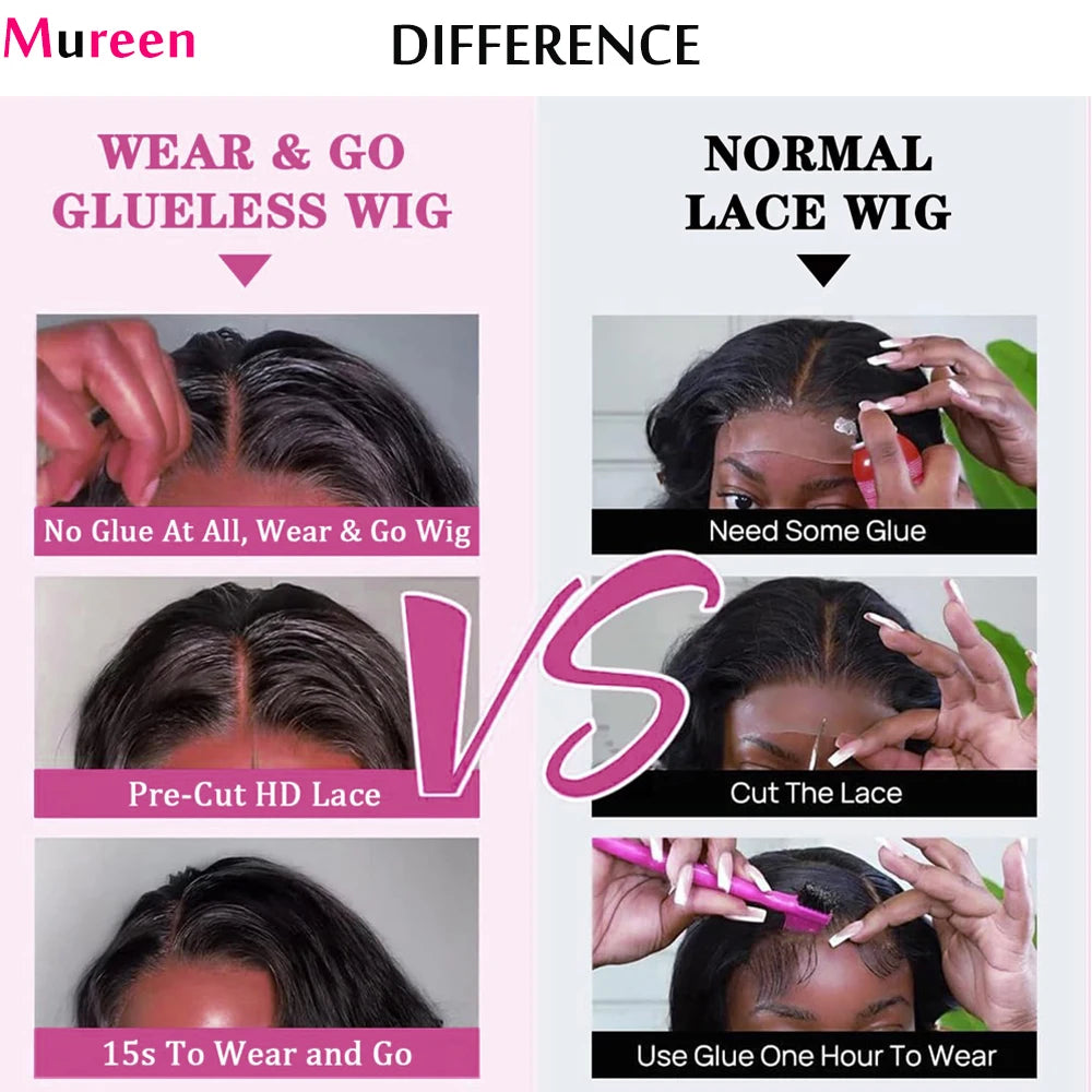 Mureen Hair Body Wave Wear And Go Glueless Bob Wig For Women Ready To Go Human Hair Wigs 5x5 Lace Closure Wig Human Hair