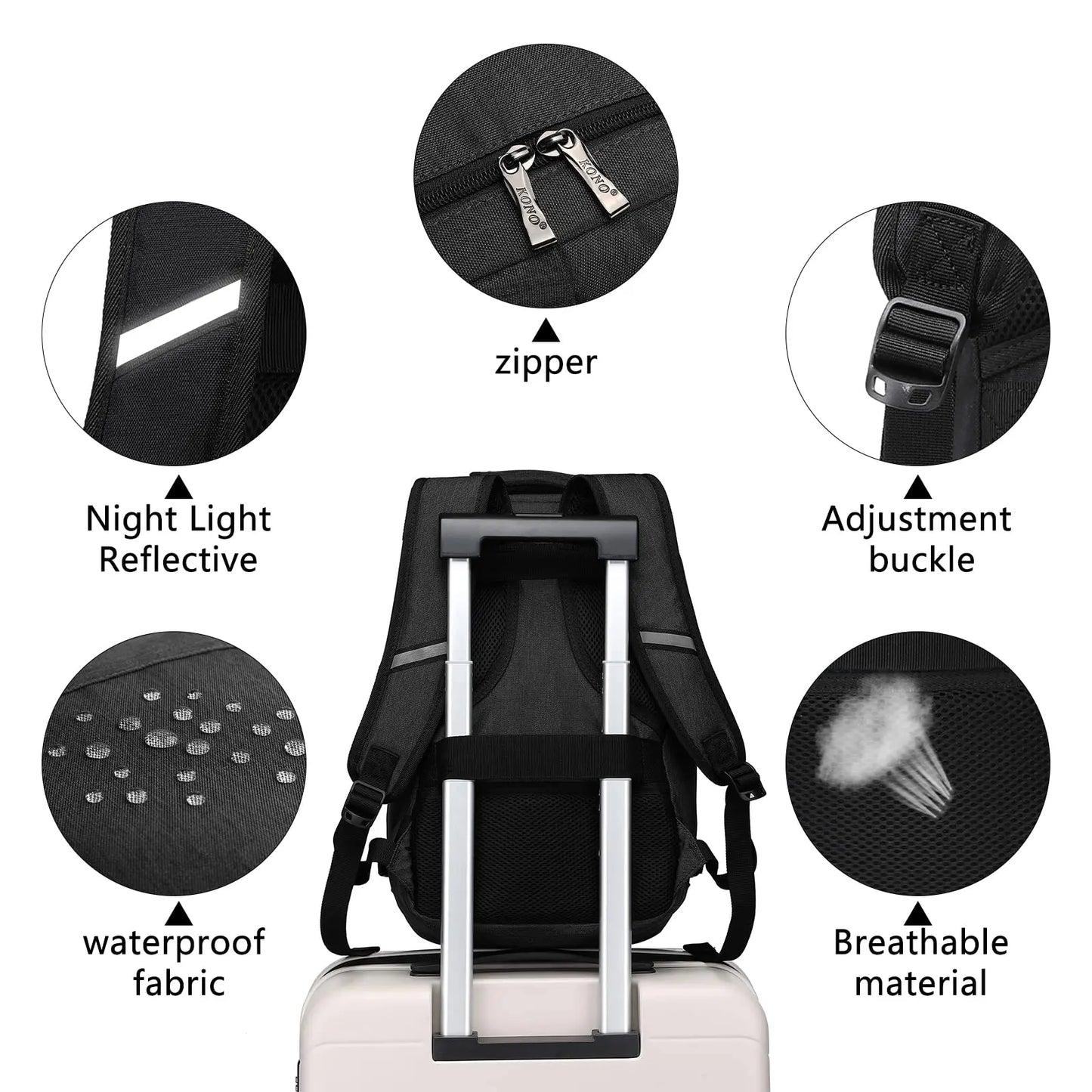 Kono Carry On Backpack Easyjet Cabin Bag 45x36x20cm Underseat Travel Hand Luggage Cabin Size for Airplanes 30L