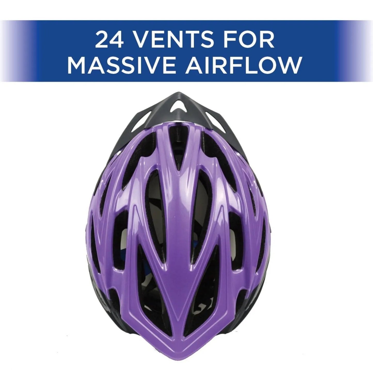 Youth Full-Coverage Bike Helmet, Lilac – Age 8+, 24 Vents, Adjustable Fit, with Visor