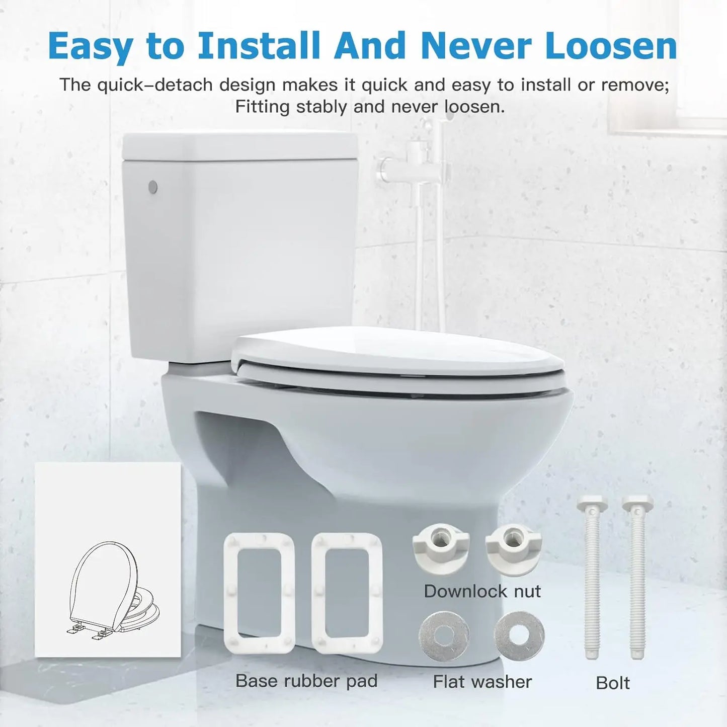 Elongated Toilet Seat with Built in Potty Training Seat Magnetic Kids Seat and Cover, Slow Close Fits Both Adult and Child