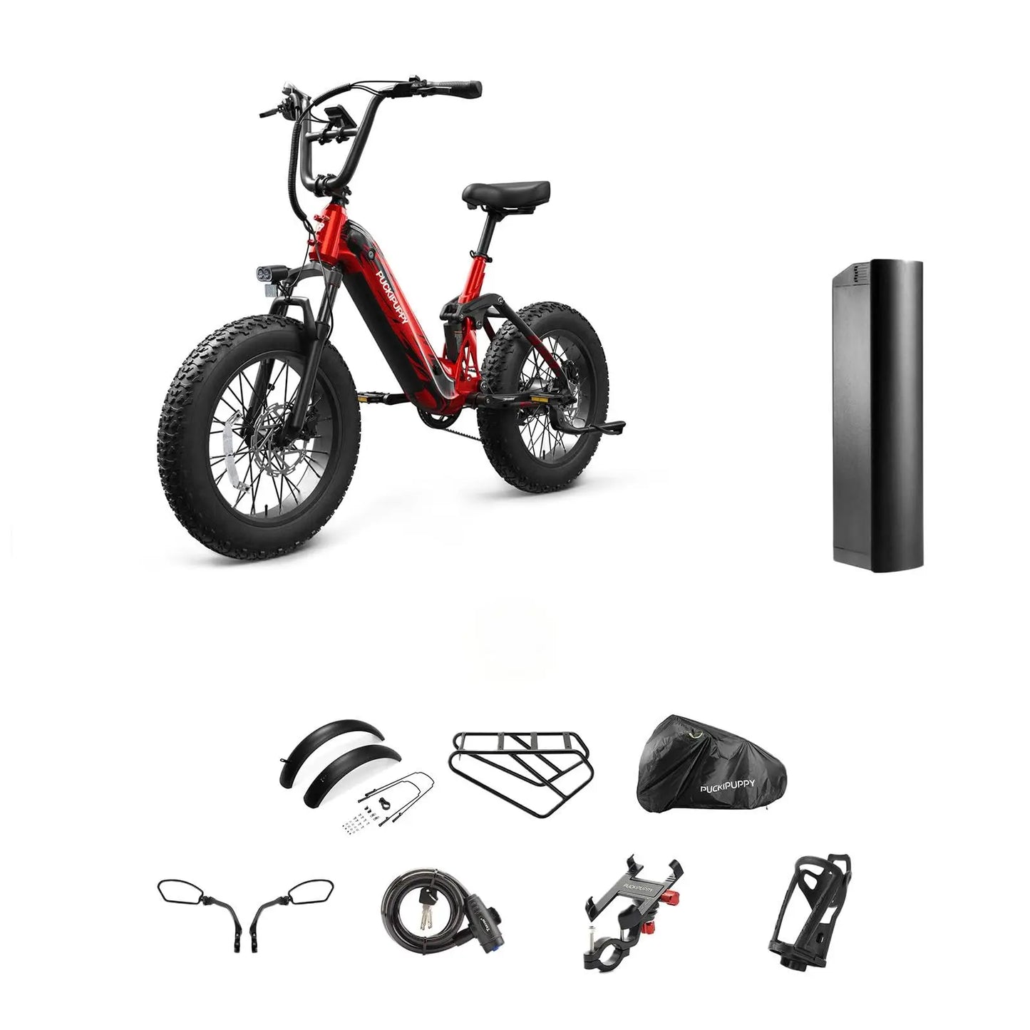 PUCKIPUPPY Corgi Electric Bike Mountain Ebike 20'' Fat Tire 960W 48V 20Ah Full Suspension Electric Bicycle with 2-Year Warranty
