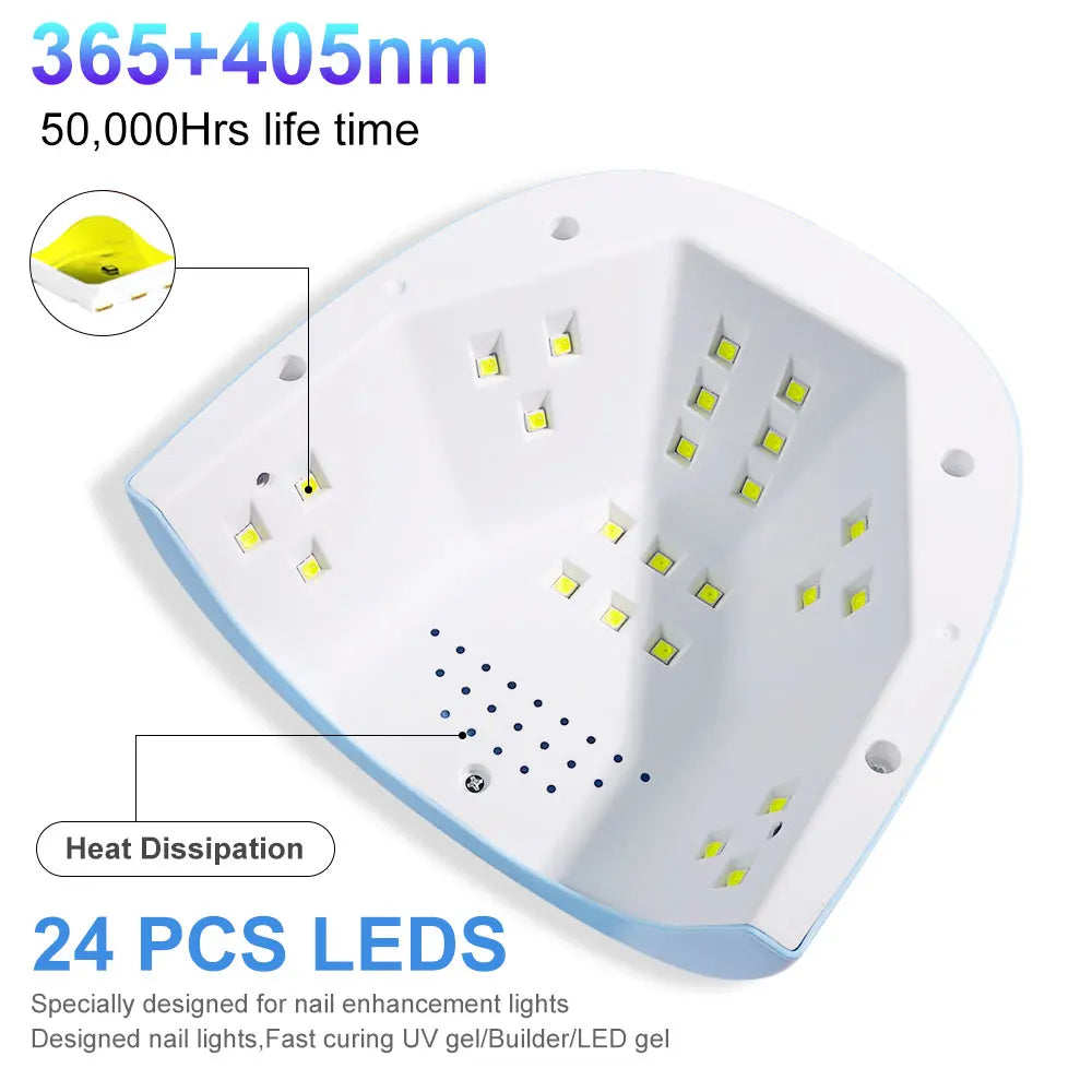 UV/LED Nail Polish Lamp 3 Timer Settings LCD Display with 24 LEDS Nails Light Fordrying Manicure Salon Tools for Acrylic Gel Art