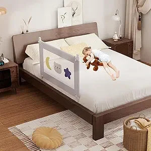 Bed Rail for Toddlers - (3 Pack) Toddler Bed Rails with Double Child Lock, Bed Rail for Baby Kids with Pattern, Infants Height