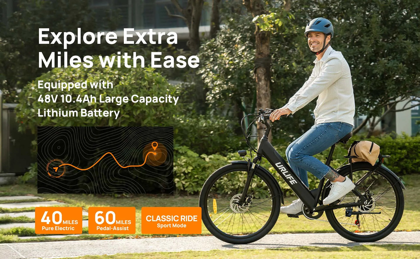 URLIFE E26 adult E-bike 250W 48V 10.4Ah battery commute Electric Bike,26-inch tire city ebike