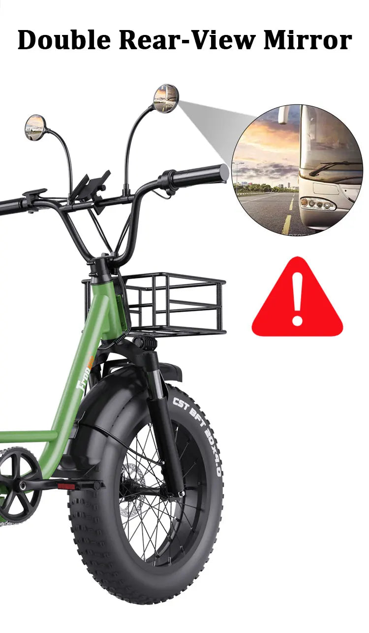 Freego Electric Dirt Bike for Adults 20" x 4 Fat Tire Electric Bicycle 48V 25AH Battery with Front and Rear Cargo Rack 2 Seater