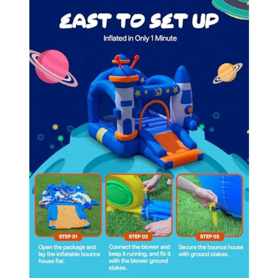 Bounce House Inflatable Bouce House for 36 with Basketball Hoop Jump Area and Slide SpaceThemed Inflatable Bouncy Castle with A