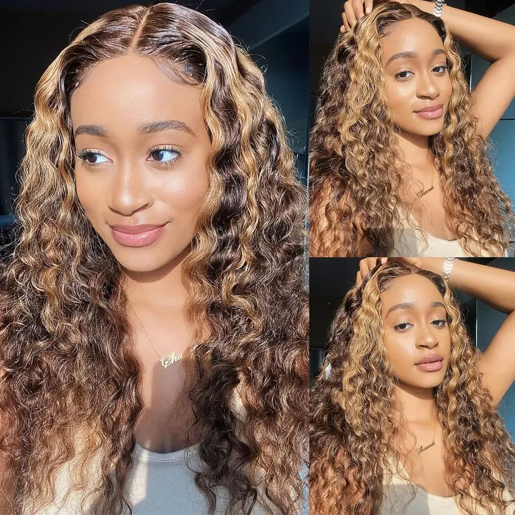 13x4 HD Lace Frontal Wig P427 Highlight Wig Human Hair Water Wave Lace Front Wig 30 Inch Brazilian Deep Wave 13x6 Lace Front wig