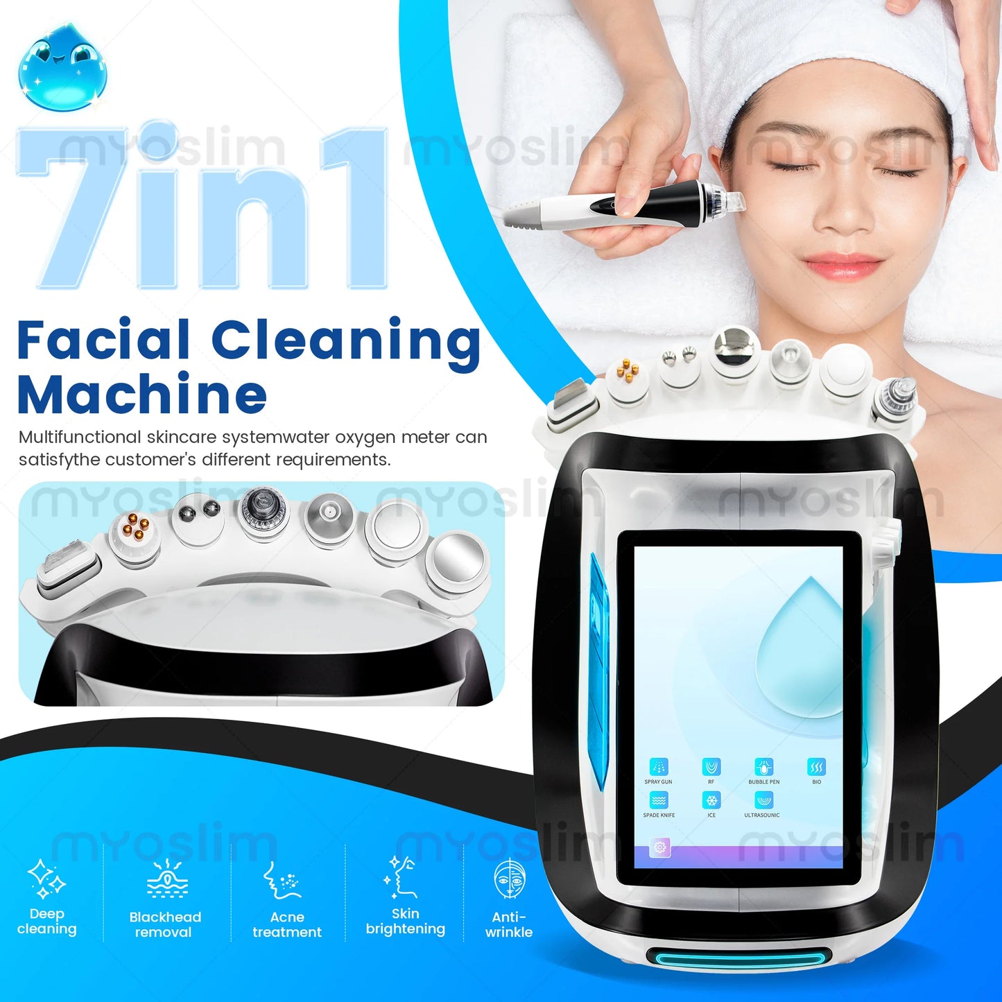 7 in 1 Water Oxygen Bubble Skin Diamond Dermabrasion Machine Oxygen Jet Spray Hydro Beauty Salon Machine