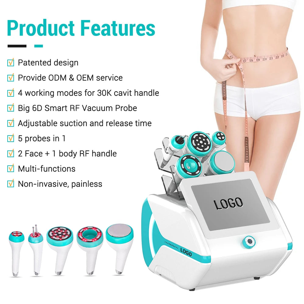 5 in 1 Weight Loss Vacuum Cavitation System Ultrasonic Rf 40k or 80k Ultrasonic Cavitation Machine Beauty Salon Equipment