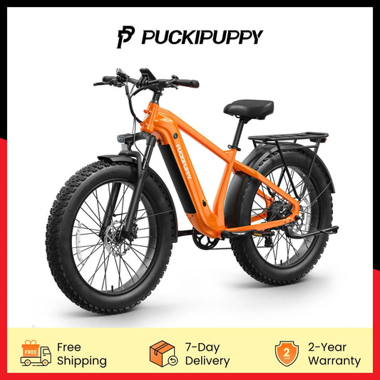PUCKIPUPPY Electric Bike for Adults with 960W(Peak) 26" Fat Tire Electric Mountain Bike 48V 15AH 28MPH Aluminum Frame E Bike