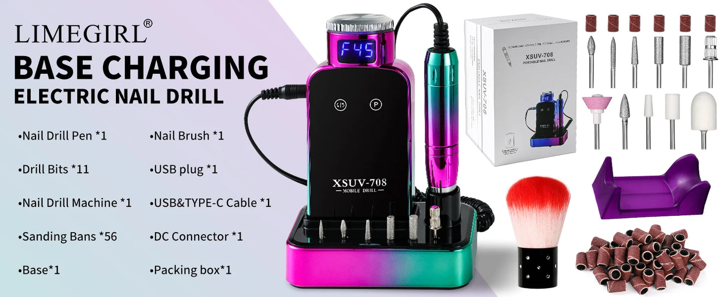 45000RPM Electric Nail Drill Professional Nail Polishing Machine Low Noise Nails Sander File Set For Manicure Salon/Home Tools