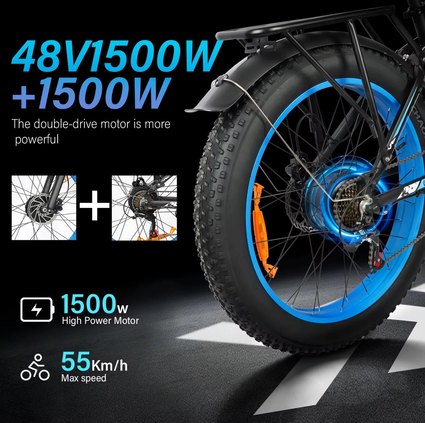Ebike 2025 new model DP-2603 3000W dual motor 48V25AH lithium battery 26*4.0 fat tires completely suspended adult off-road elect