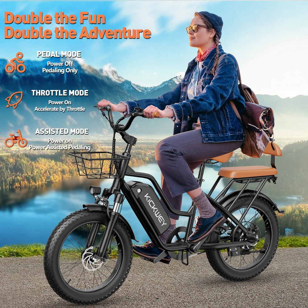 Kickwey LD20 Adult Electric Bike 1500w 32MPH 48V20ah Mountain Electric Bicycle 20 Inch Fat Tire Motorcycle E Bike