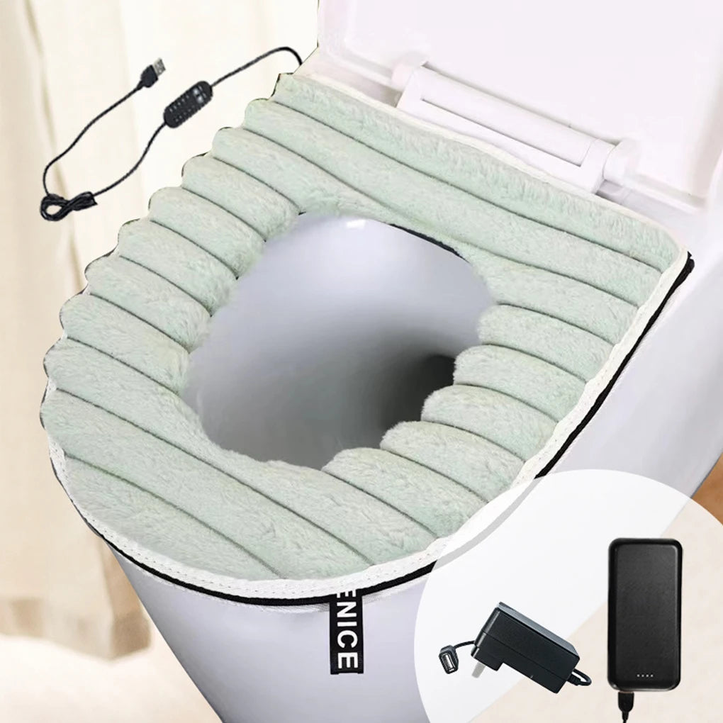 Bathroom Cushion Cover Universal Fit Easy To Clean Quick Release Seat Heated Toilet Seat Cover khaki