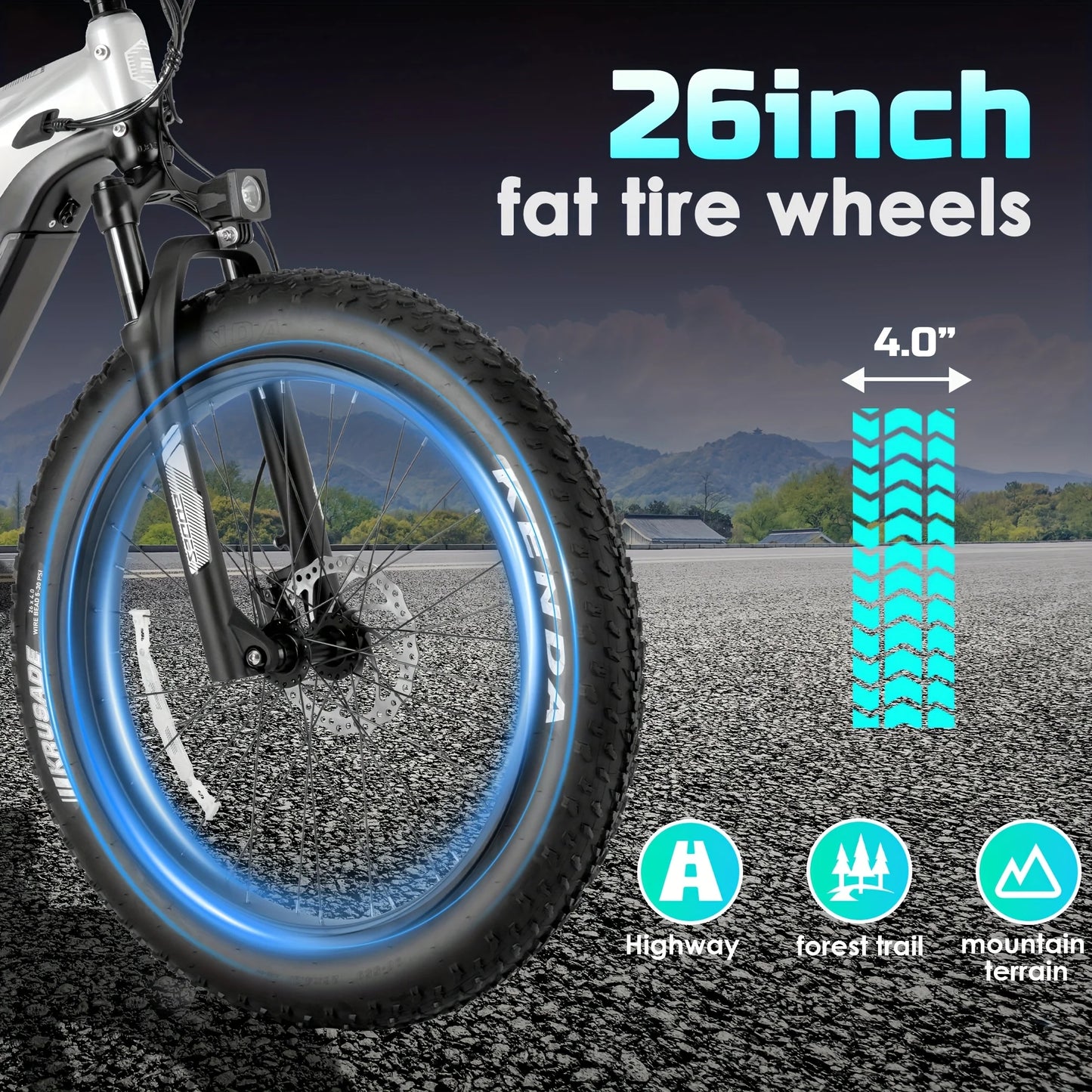 Adult electric bicycle 750W52Vdetachable battery electric bicycle 26inch thick tire front shock absorber mountain electric bicyc